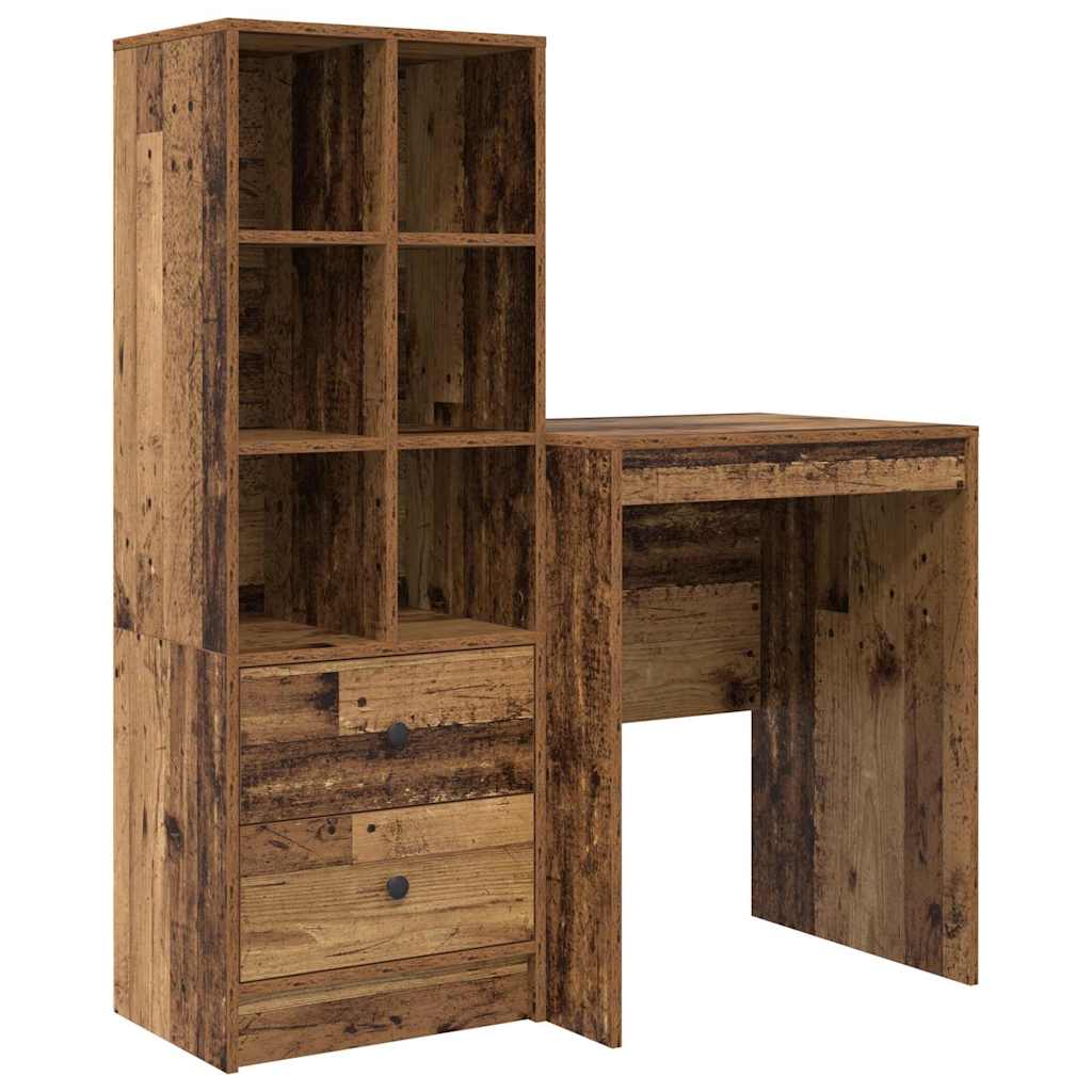 Skrivebord med opbevaring 2 pcs Gammelt træ 60 x 50 x 76 cm