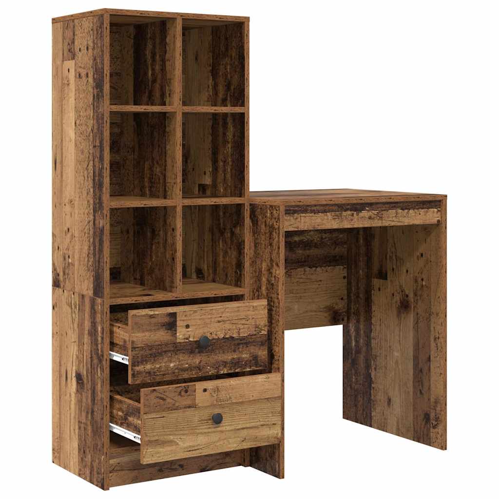 Skrivebord med opbevaring 2 pcs Gammelt træ 60 x 50 x 76 cm
