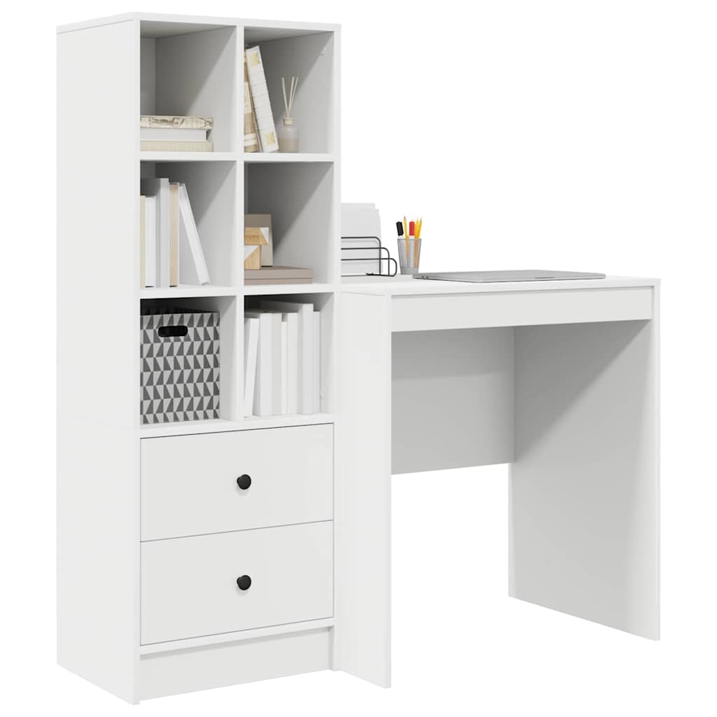 Skrivebord med opbevaring med skuffe 2 pcs Hvid 70 x 50 x 76 cm