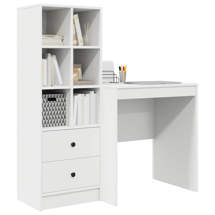 Skrivebord med opbevaring med skuffe 2 pcs Hvid 70 x 50 x 76 cm