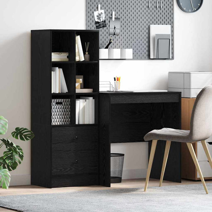 Skrivebord med opbevaring 2 pcs Sort eg 70 x 50 x 76 cm