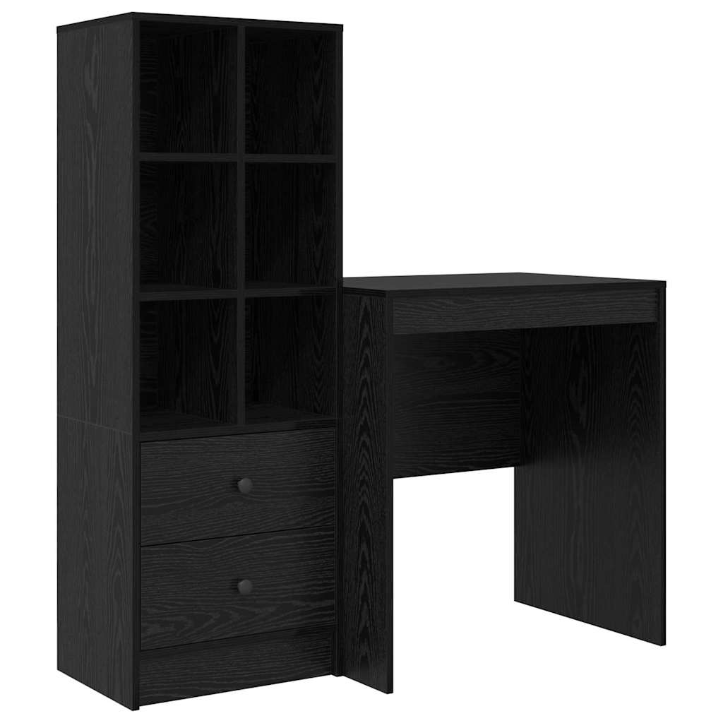 Skrivebord med opbevaring 2 pcs Sort eg 70 x 50 x 76 cm