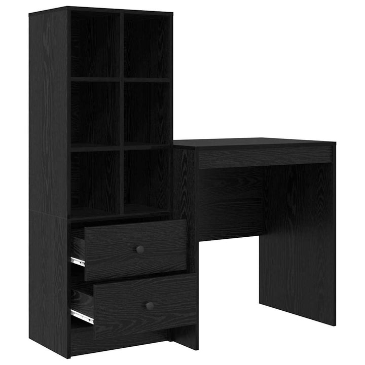 Skrivebord med opbevaring 2 pcs Sort eg 70 x 50 x 76 cm
