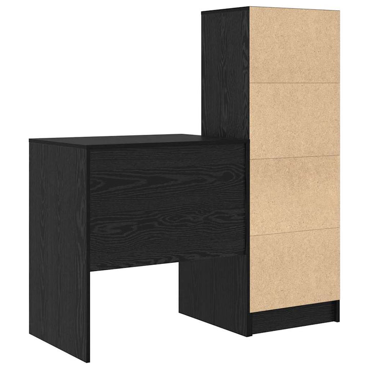 Skrivebord med opbevaring 2 pcs Sort eg 70 x 50 x 76 cm