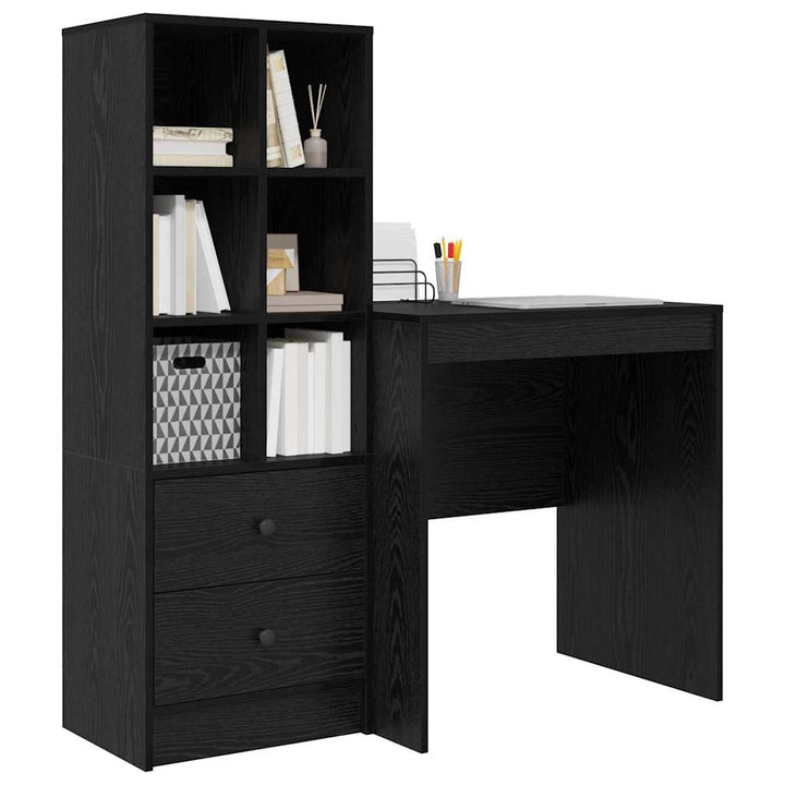 Skrivebord med opbevaring 2 pcs Sort eg 70 x 50 x 76 cm
