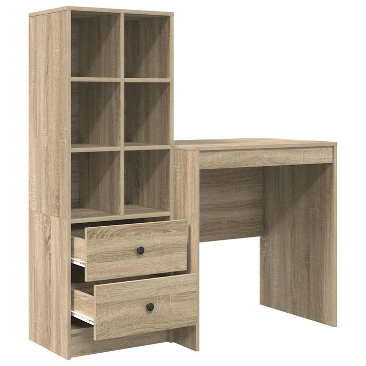 Skrivebord med opbevaring 2 pcs Sonoma eg 70 x 50 x 76 cm