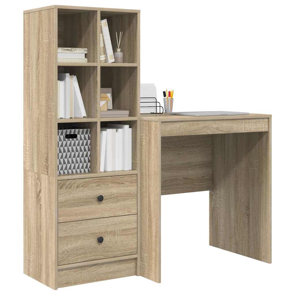 Skrivebord med opbevaring 2 pcs Sonoma eg 70 x 50 x 76 cm