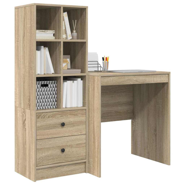Skrivebord med opbevaring 2 pcs Sonoma eg 70 x 50 x 76 cm