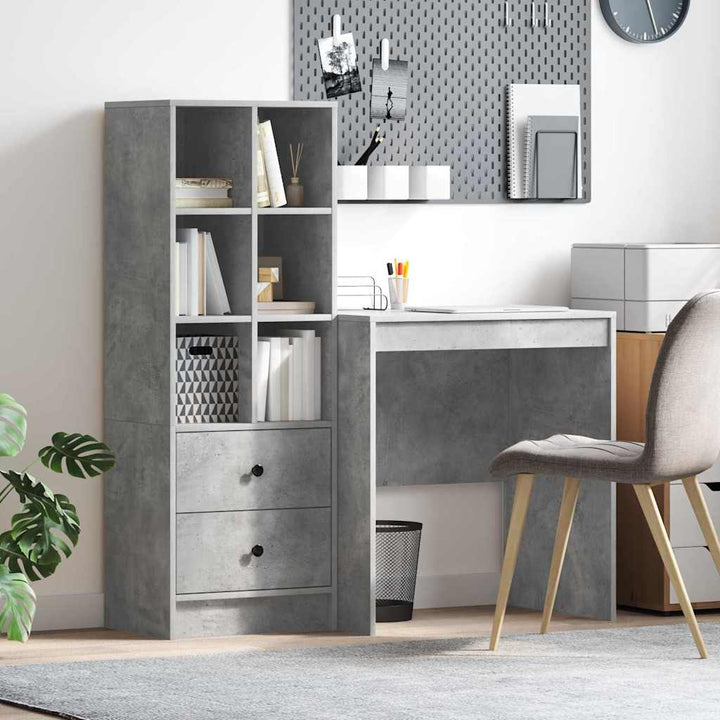 Skrivebord med opbevaring 2 pcs Beton Grå 70 x 50 x 76 cm