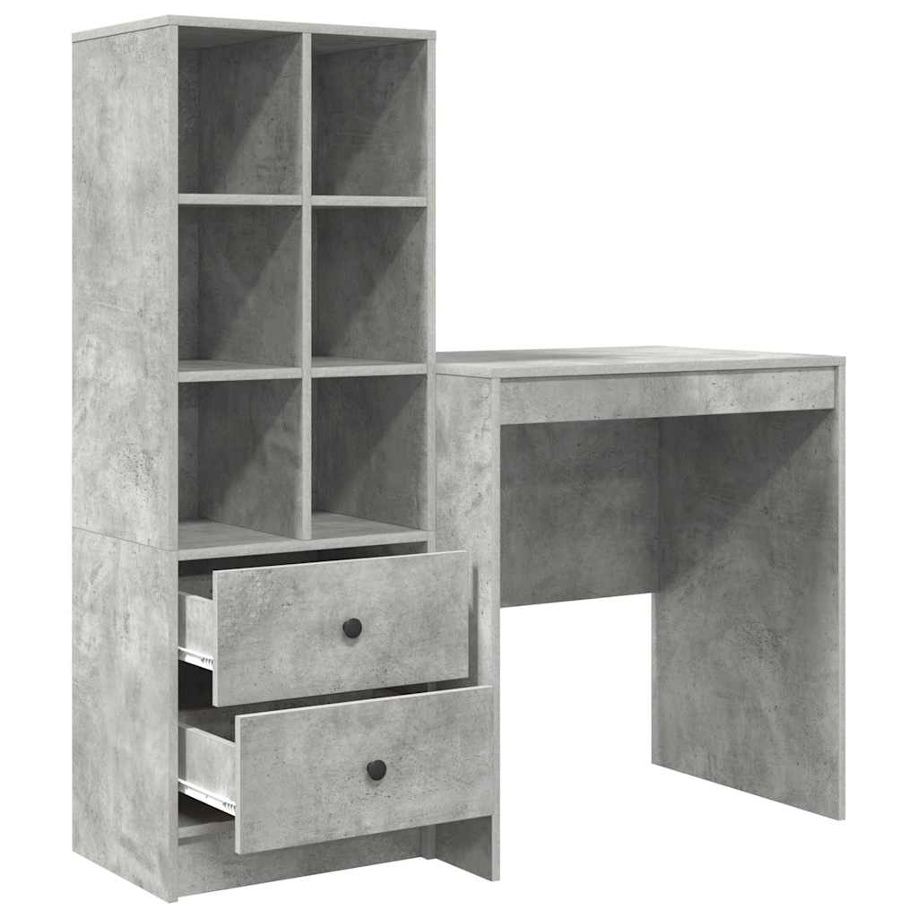 Skrivebord med opbevaring 2 pcs Beton Grå 70 x 50 x 76 cm