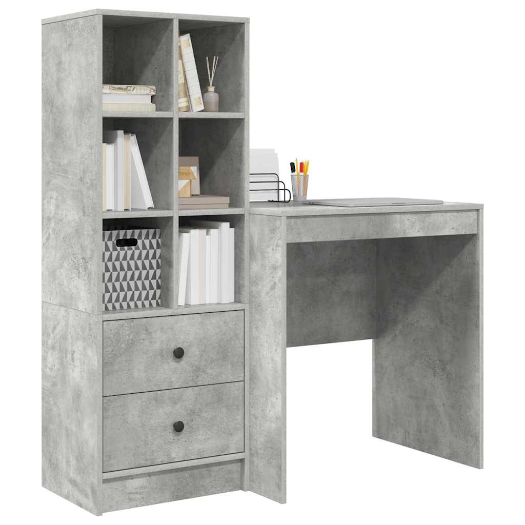 Skrivebord med opbevaring 2 pcs Beton Grå 70 x 50 x 76 cm
