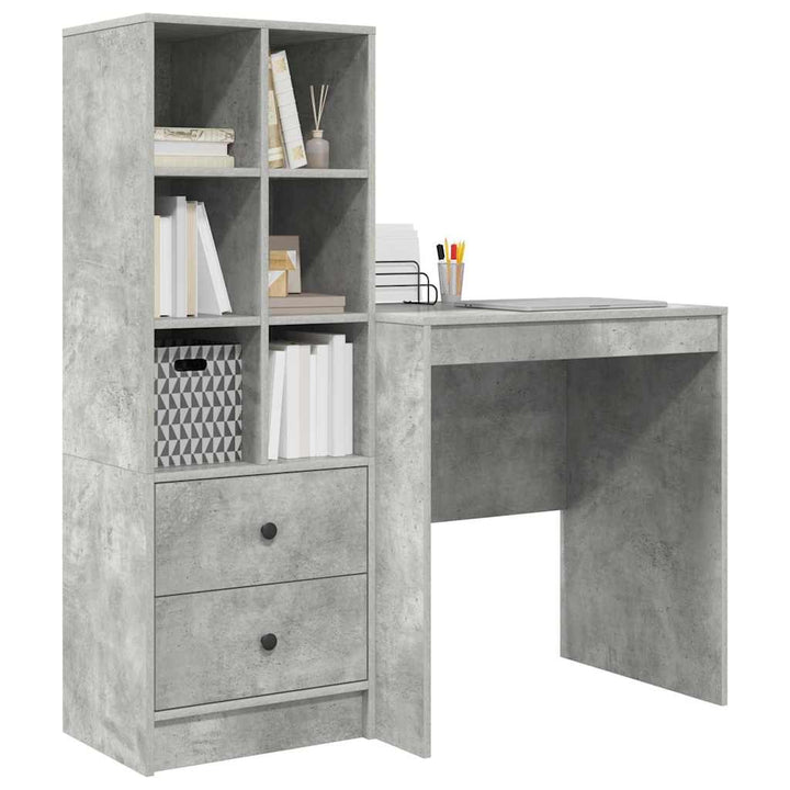 Skrivebord med opbevaring 2 pcs Beton Grå 70 x 50 x 76 cm