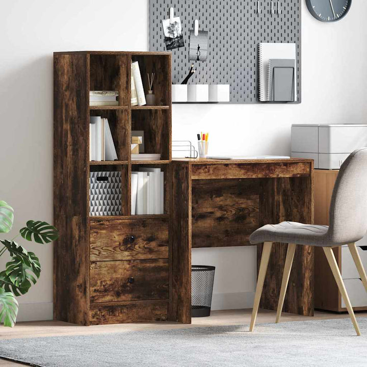 Skrivebord med opbevaring 2 pcs Røget eg 70 x 50 x 76 cm