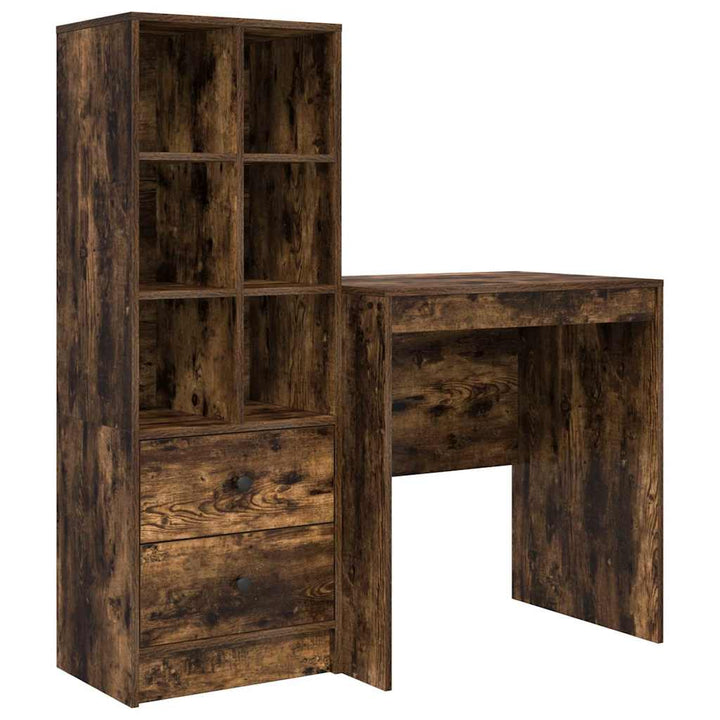 Skrivebord med opbevaring 2 pcs Røget eg 70 x 50 x 76 cm