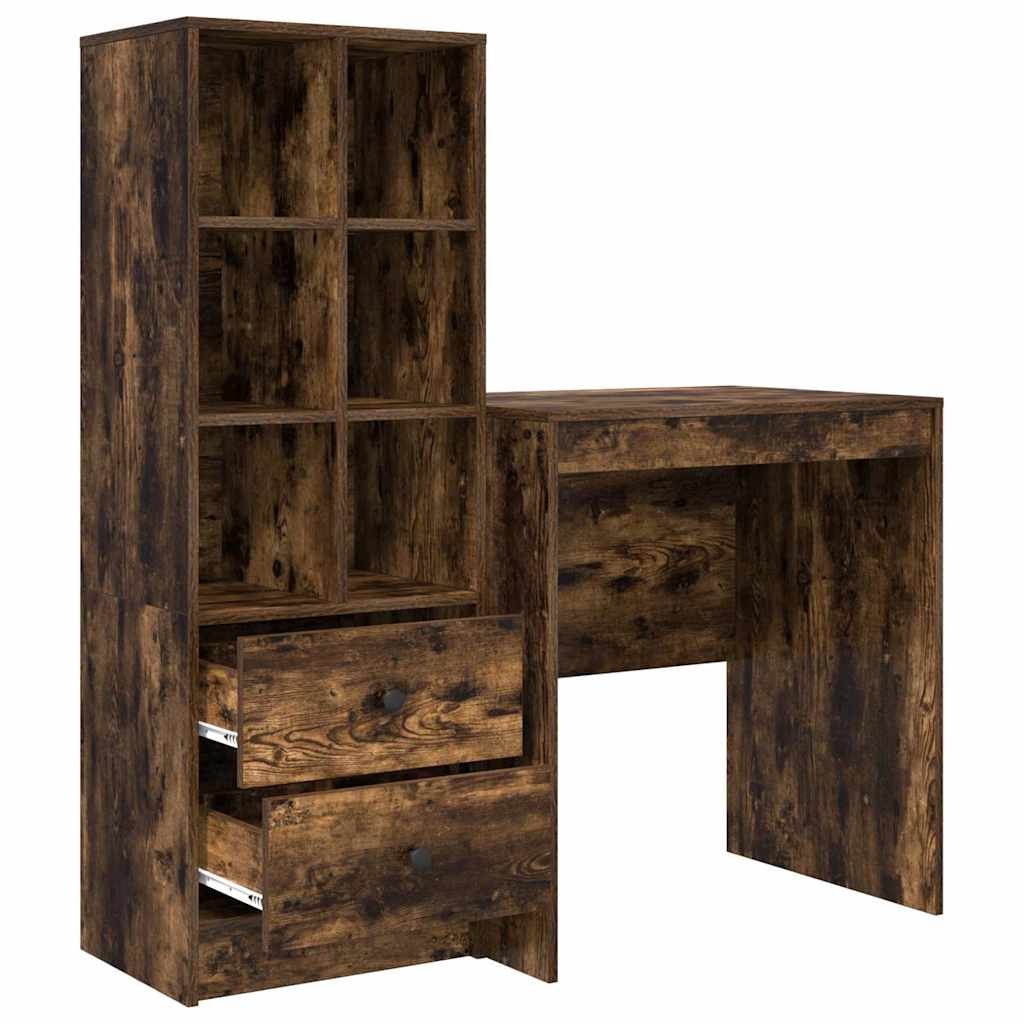 Skrivebord med opbevaring 2 pcs Røget eg 70 x 50 x 76 cm