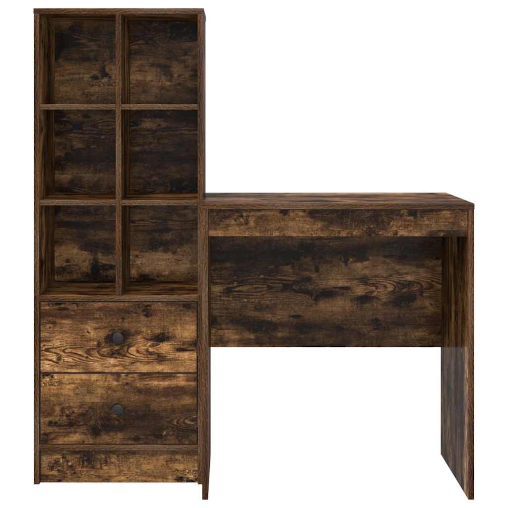Skrivebord med opbevaring 2 pcs Røget eg 70 x 50 x 76 cm