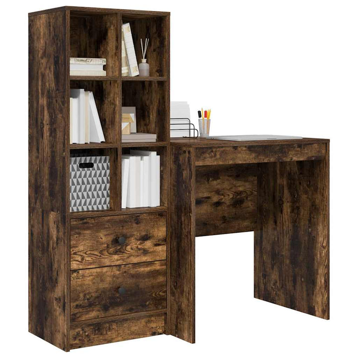 Skrivebord med opbevaring 2 pcs Røget eg 70 x 50 x 76 cm