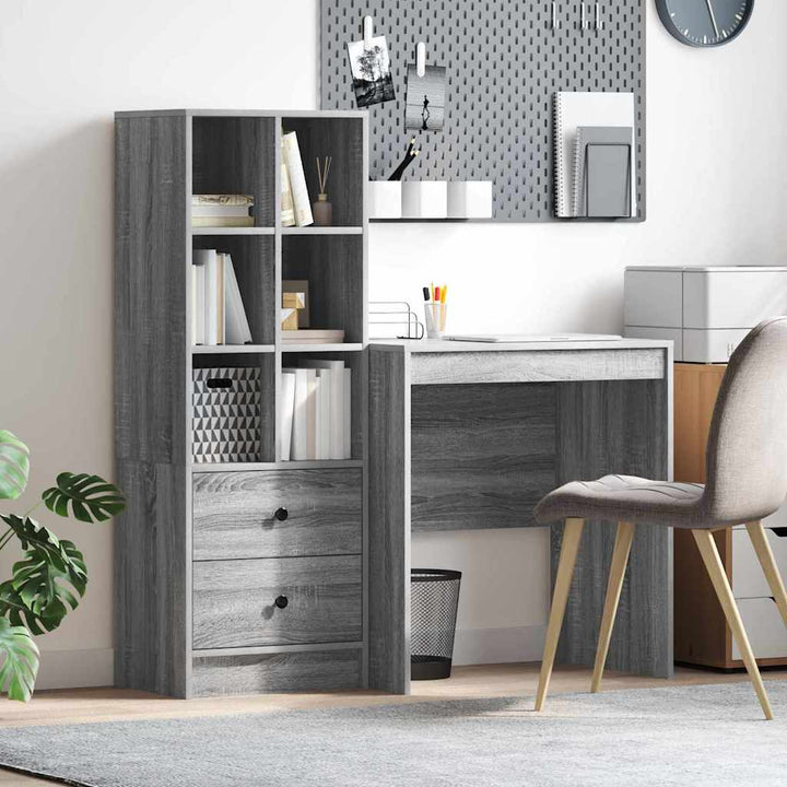Skrivebord med opbevaring 2 pcs Grå sonoma-eg 70 x 50 x 76 cm