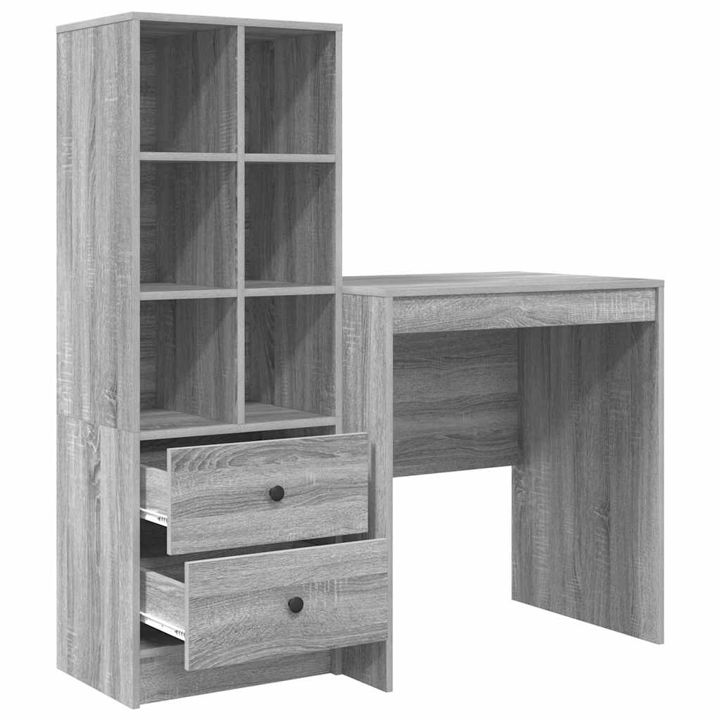 Skrivebord med opbevaring 2 pcs Grå sonoma-eg 70 x 50 x 76 cm
