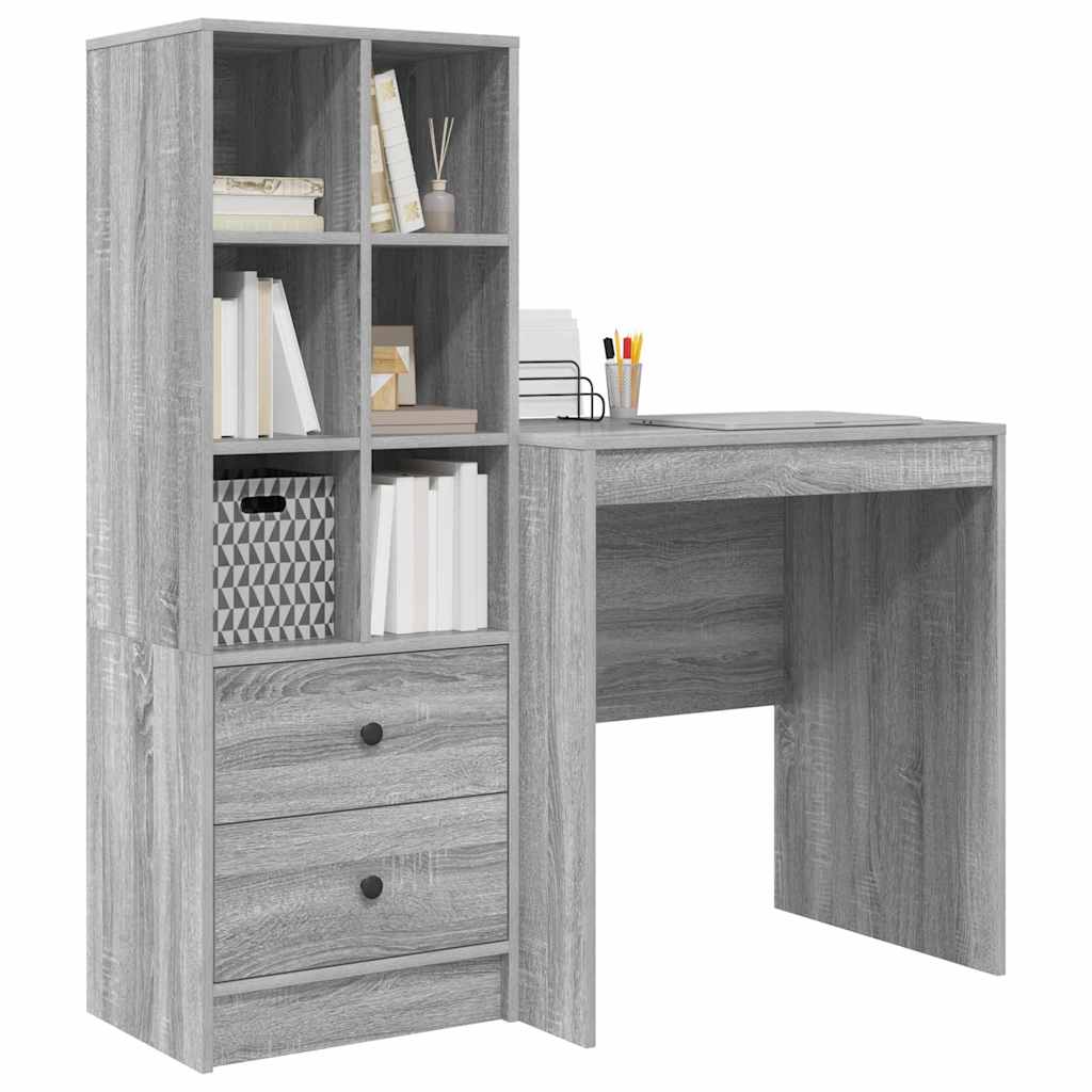 Skrivebord med opbevaring 2 pcs Grå sonoma-eg 70 x 50 x 76 cm
