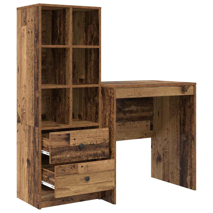 Skrivebord med opbevaring 2 pcs Gammelt træ 70 x 50 x 76 cm