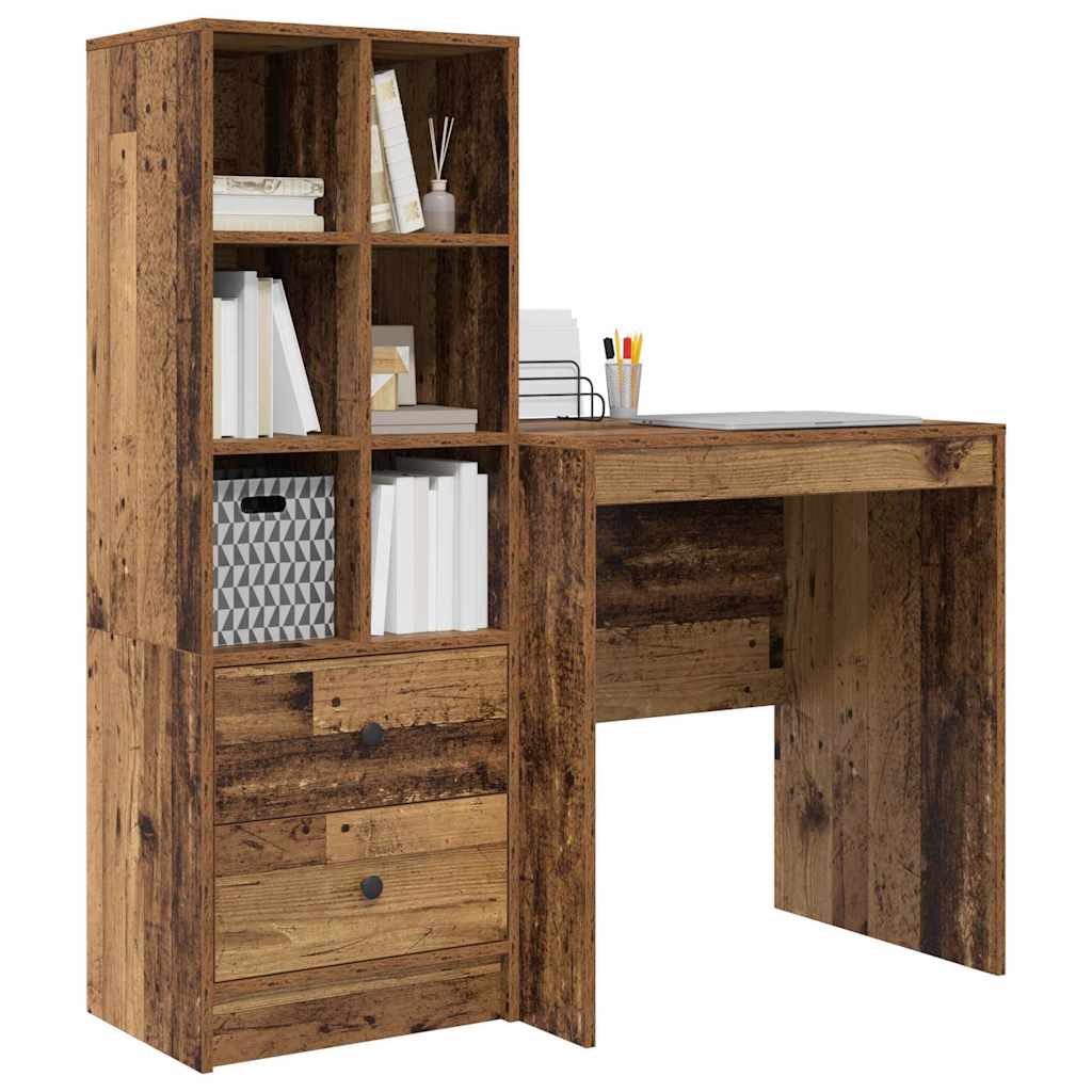 Skrivebord med opbevaring 2 pcs Gammelt træ 70 x 50 x 76 cm