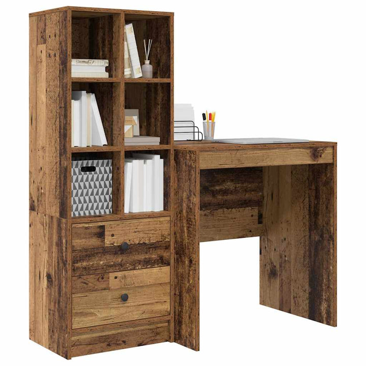 Skrivebord med opbevaring 2 pcs Gammelt træ 70 x 50 x 76 cm