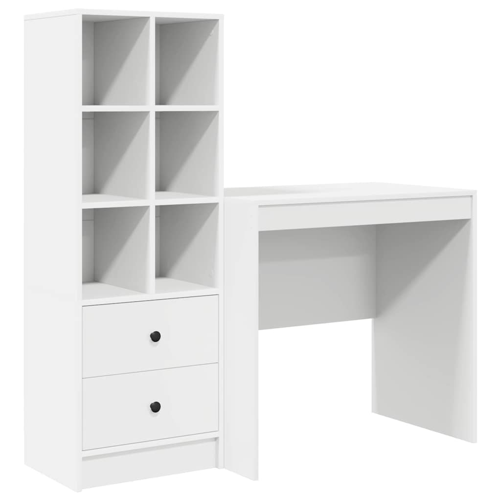 Skrivebord med opbevaring med skuffe 2 pcs Hvid 80 x 50 x 76 cm