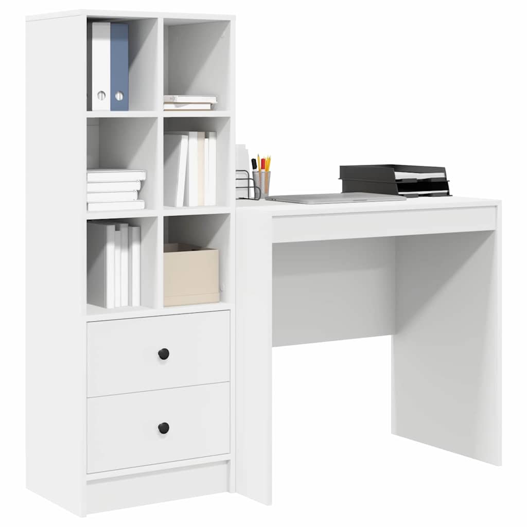 Skrivebord med opbevaring med skuffe 2 pcs Hvid 80 x 50 x 76 cm