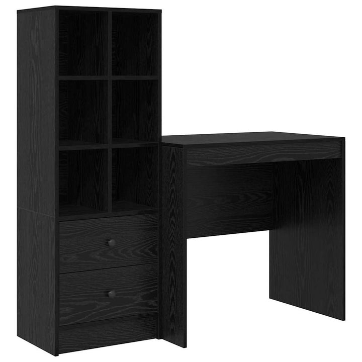 Skrivebord med opbevaring 2 pcs Sort eg 80 x 50 x 76 cm
