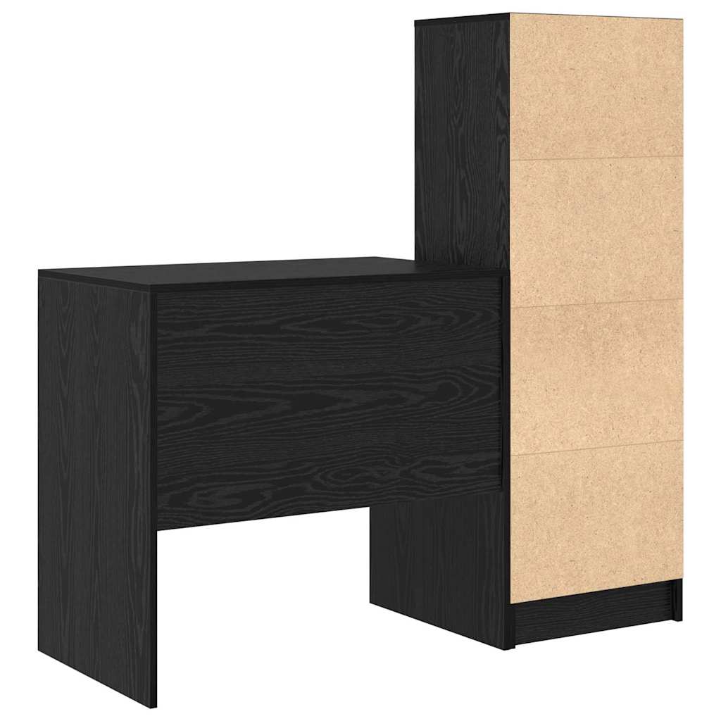 Skrivebord med opbevaring 2 pcs Sort eg 80 x 50 x 76 cm