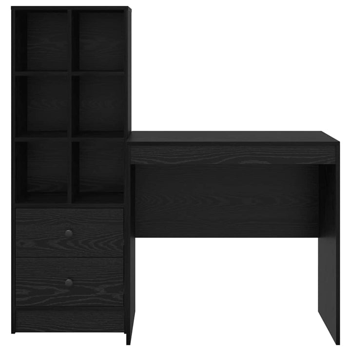 Skrivebord med opbevaring 2 pcs Sort eg 80 x 50 x 76 cm