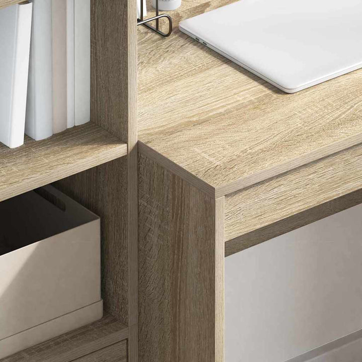 Skrivebord med opbevaring 2 pcs Sonoma eg 80 x 50 x 76 cm