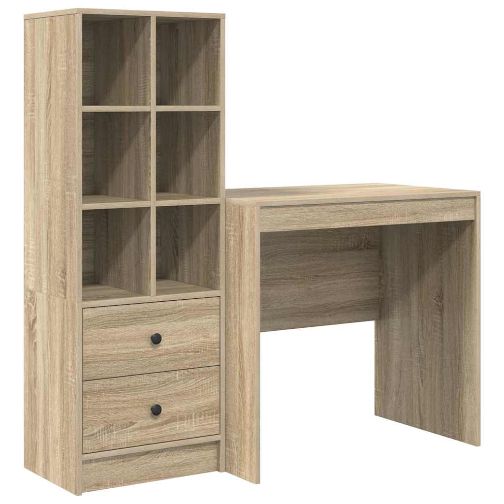 Skrivebord med opbevaring 2 pcs Sonoma eg 80 x 50 x 76 cm