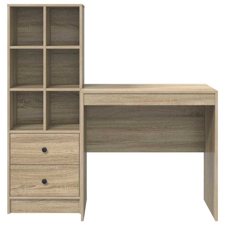 Skrivebord med opbevaring 2 pcs Sonoma eg 80 x 50 x 76 cm