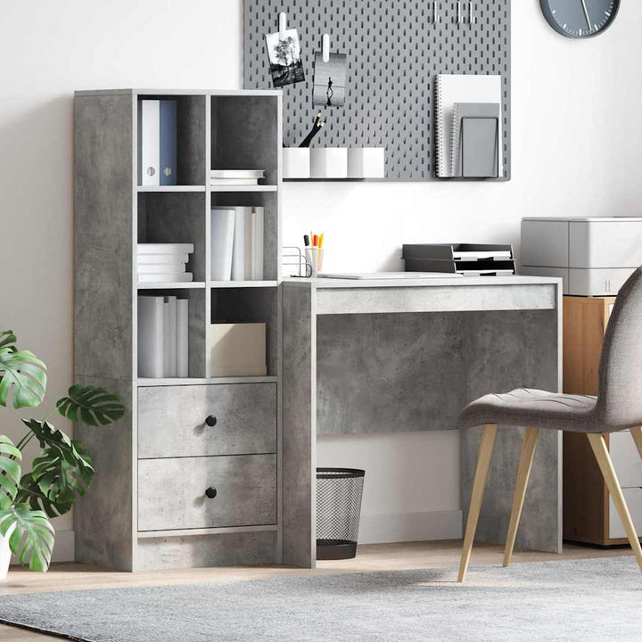 Skrivebord med opbevaring 2 pcs Beton Grå 80 x 50 x 76 cm