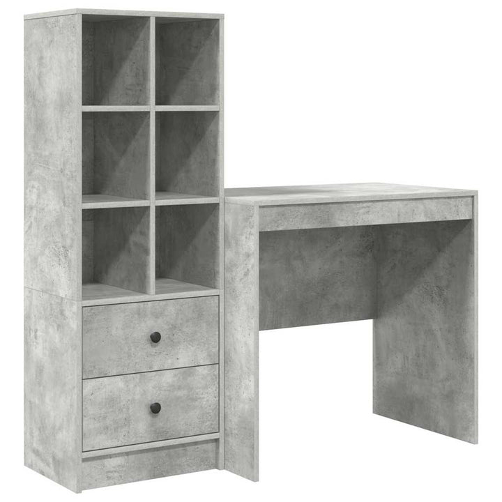 Skrivebord med opbevaring 2 pcs Beton Grå 80 x 50 x 76 cm