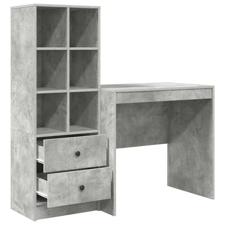 Skrivebord med opbevaring 2 pcs Beton Grå 80 x 50 x 76 cm