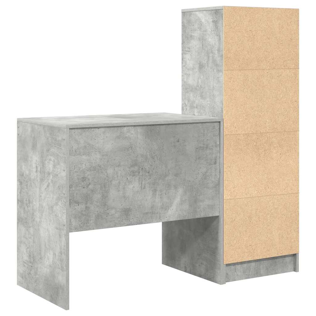 Skrivebord med opbevaring 2 pcs Beton Grå 80 x 50 x 76 cm