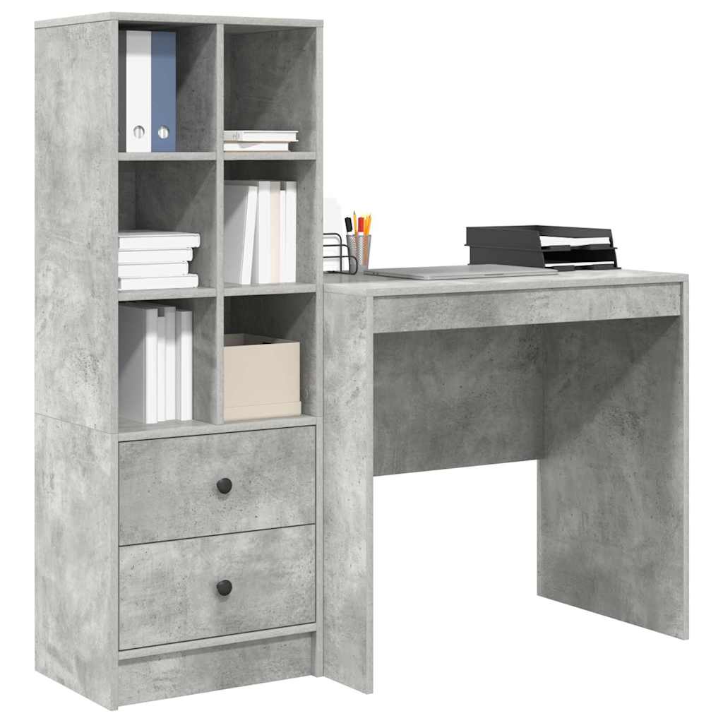Skrivebord med opbevaring 2 pcs Beton Grå 80 x 50 x 76 cm