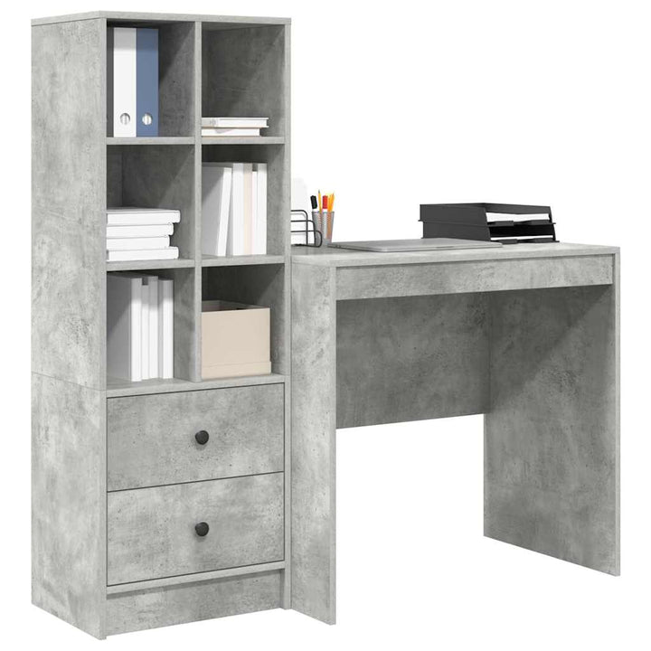 Skrivebord med opbevaring 2 pcs Beton Grå 80 x 50 x 76 cm