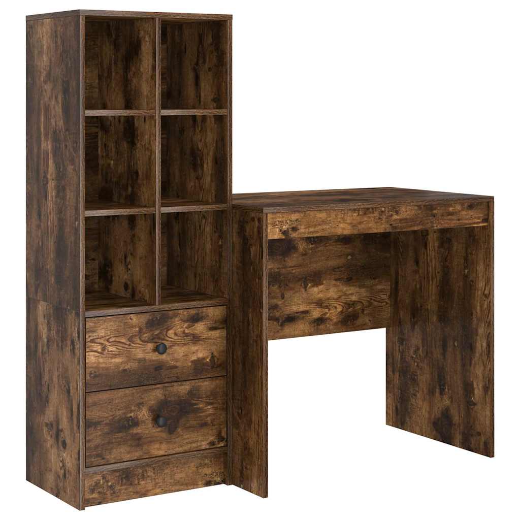 Skrivebord med opbevaring 2 pcs Røget eg 80 x 50 x 76 cm