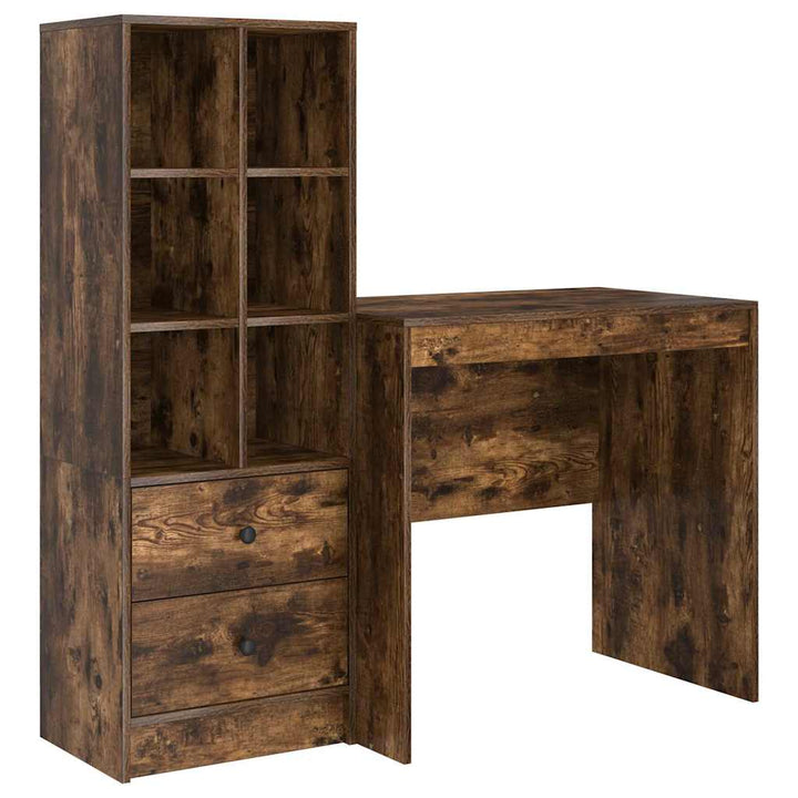 Skrivebord med opbevaring 2 pcs Røget eg 80 x 50 x 76 cm