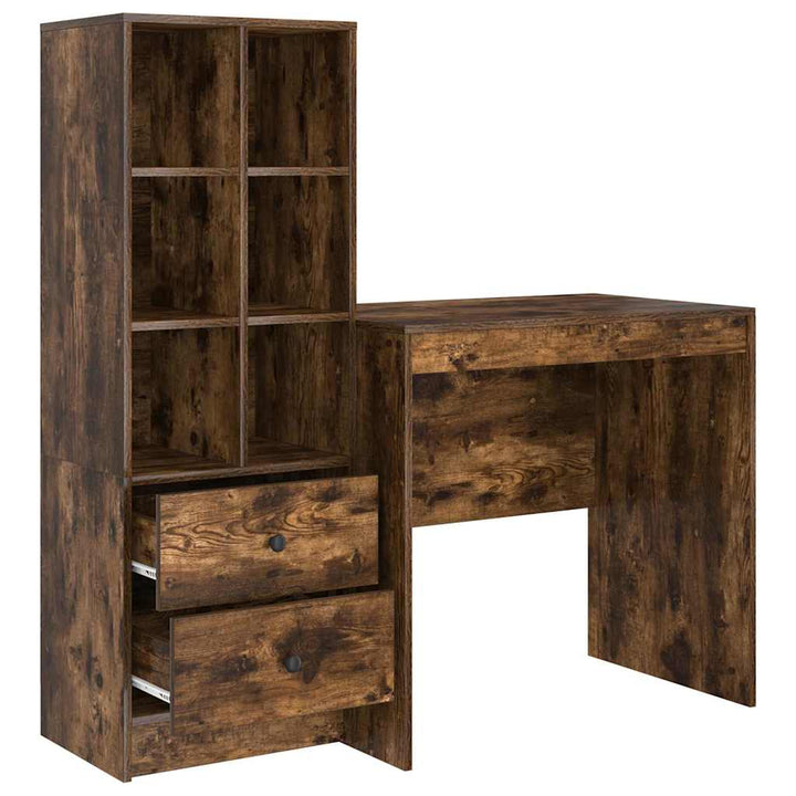 Skrivebord med opbevaring 2 pcs Røget eg 80 x 50 x 76 cm