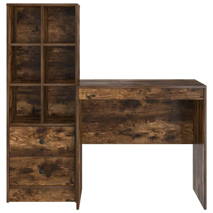 Skrivebord med opbevaring 2 pcs Røget eg 80 x 50 x 76 cm