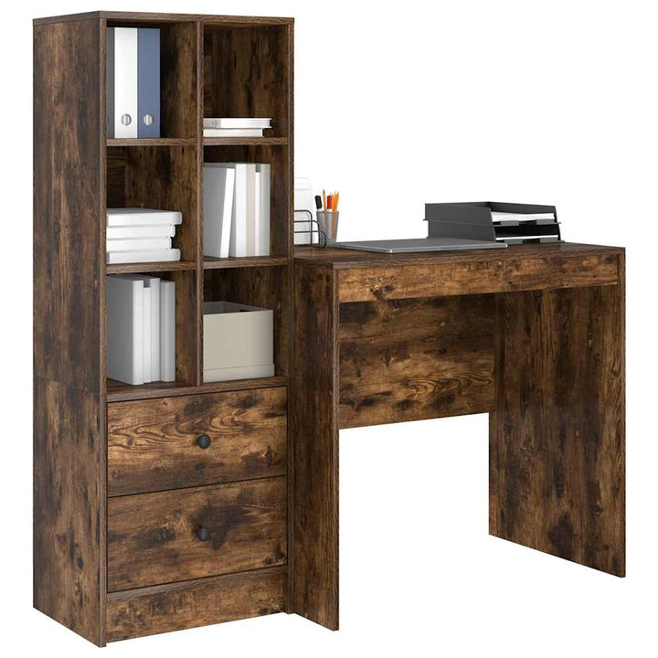 Skrivebord med opbevaring 2 pcs Røget eg 80 x 50 x 76 cm