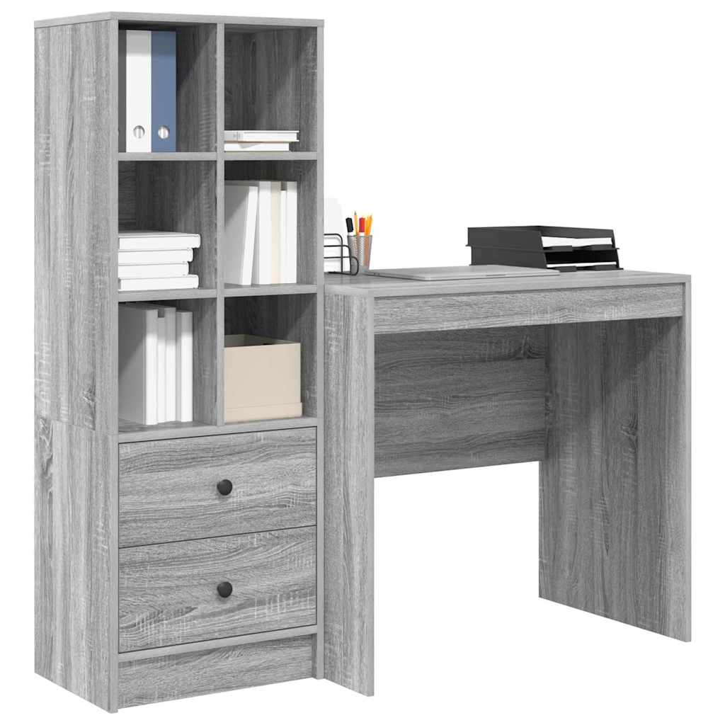 Skrivebord med opbevaring 2 pcs Grå sonoma-eg 80 x 50 x 76 cm