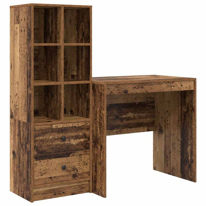 Skrivebord med opbevaring 2 pcs Gammelt træ 80 x 50 x 76 cm