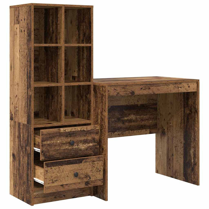 Skrivebord med opbevaring 2 pcs Gammelt træ 80 x 50 x 76 cm