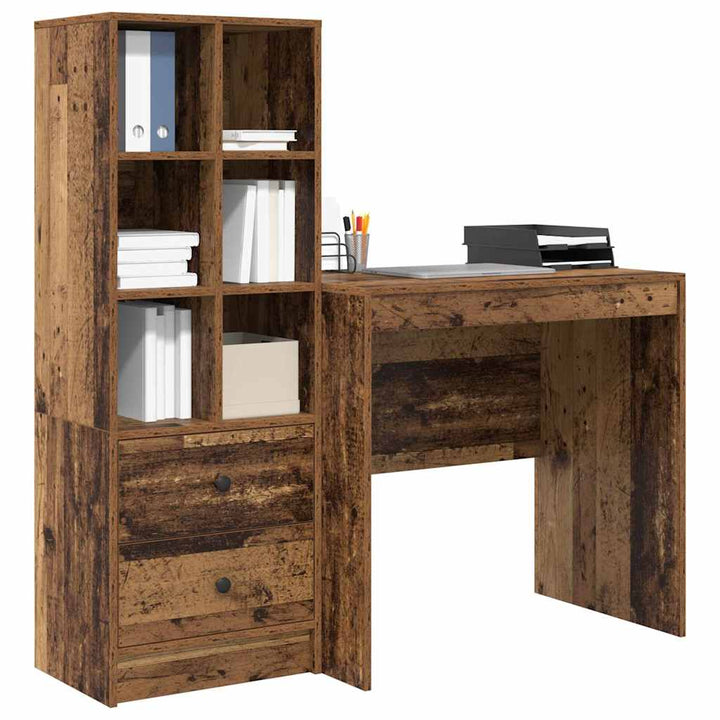 Skrivebord med opbevaring 2 pcs Gammelt træ 80 x 50 x 76 cm